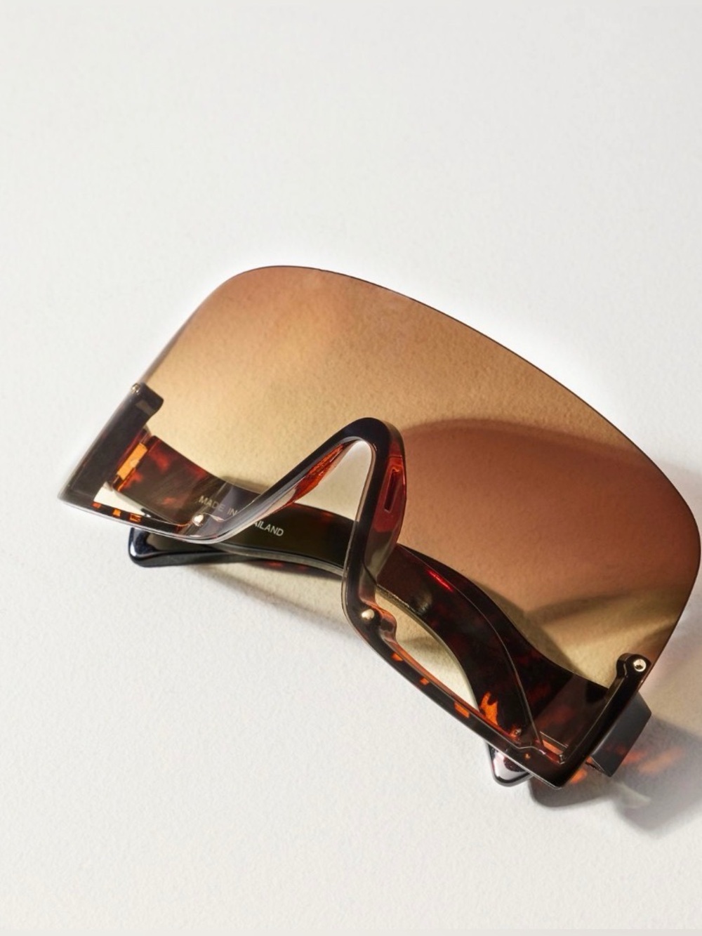 Anthropologie Wraparound Oversized Shield Sunglasses - Brown Gradient